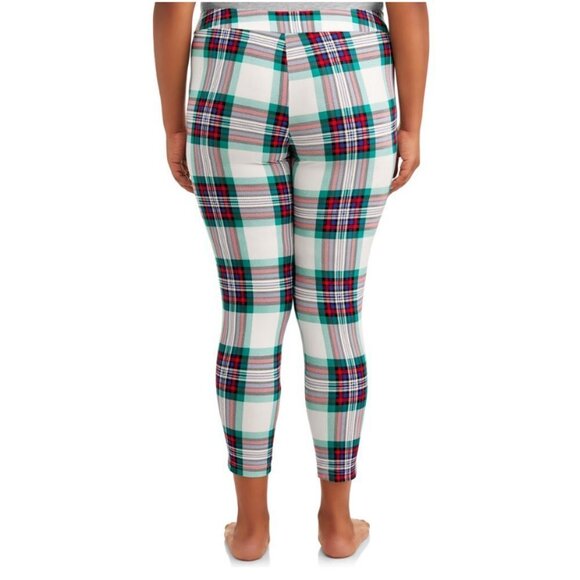 Terra & Sky Sueded Christmas Plaid Leggings Sz 14W - Picture 2 of 7